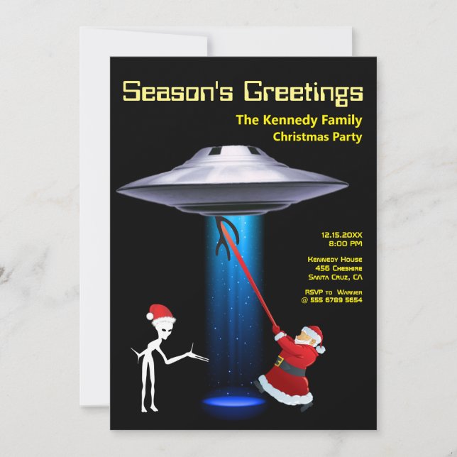 Cartes Pour Fêtes Annuelles Drôle Père Noël 🎅 🛸 fête de Noël de l'OVNI (Devant)