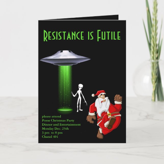 Cartes Pour Fêtes Annuelles Drôle Père Noël 🎅 🛸 fête de Noël de l'OVNI (Devant)