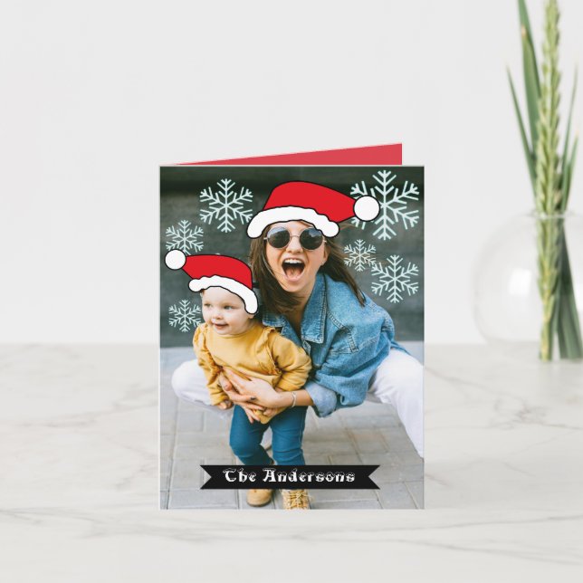Cartes Pour Fêtes Annuelles Drôle personnalisé Noël père Noël photo casquette (Devant)