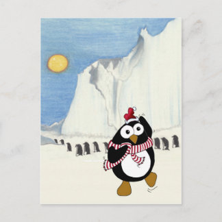 Cartes Pour Fêtes Annuelles Drôle pingouin de Noël dansant dans l'Antarctique.
