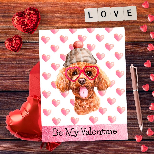 Cartes Pour Fêtes Annuelles Drôle Poodle Be My Valentine Dog Valentine's Valen (Créateur téléchargé)