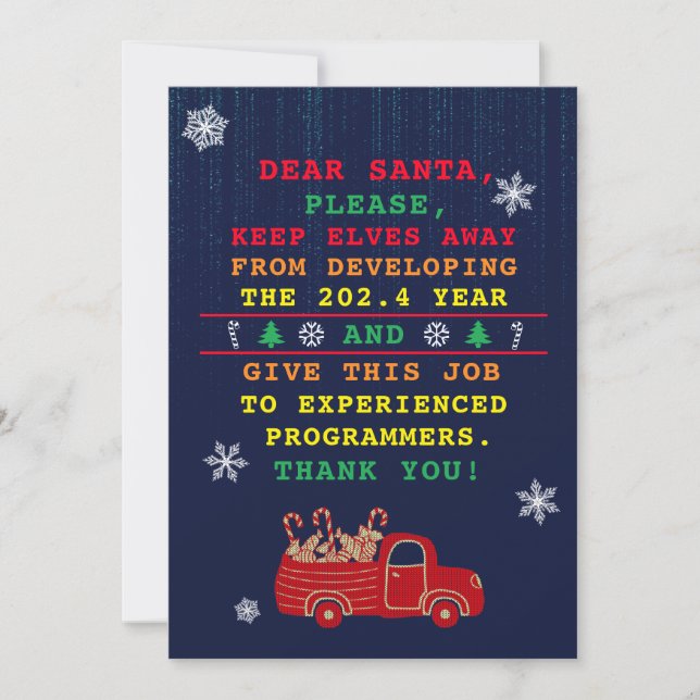Cartes Pour Fêtes Annuelles Drôle programmeur informatique Noël (Devant)
