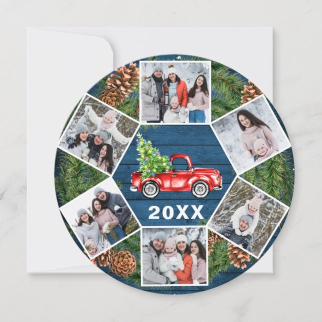 Cartes Pour Fêtes Annuelles Drôle Quelle année Camion rouge Noël 6 PHOTO (Devant)