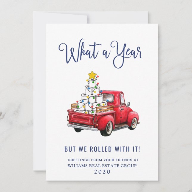 Cartes Pour Fêtes Annuelles Drôle Quelle Année Noël Entreprise (Devant)