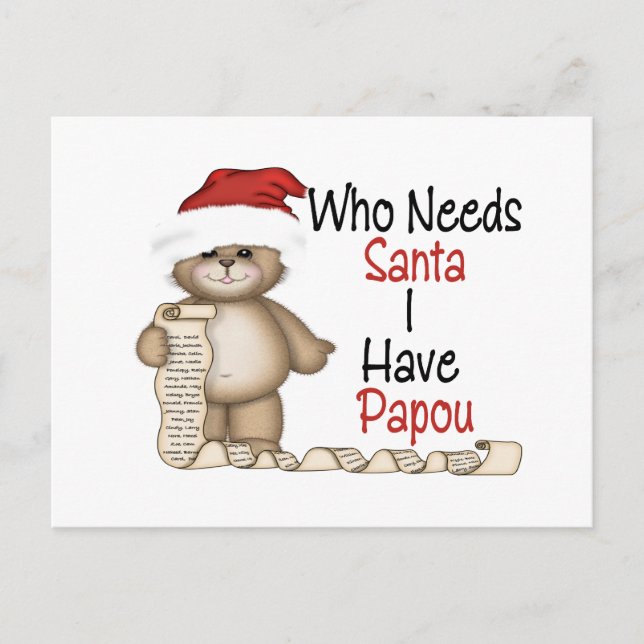 Cartes Pour Fêtes Annuelles Drôle qui a besoin de Père Noël Papou (Devant)