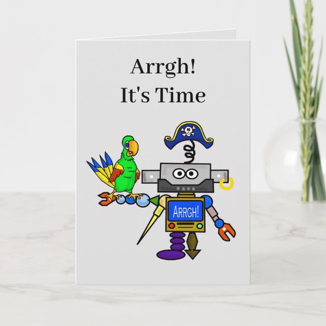 Cartes Pour Fêtes Annuelles Drôle Robot Pirate Romantic Card (Devant)