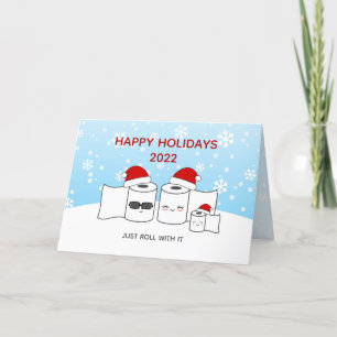 Cartes Pour Fêtes Annuelles Drôle Rouler avec It Toilet Papier Famille de 3