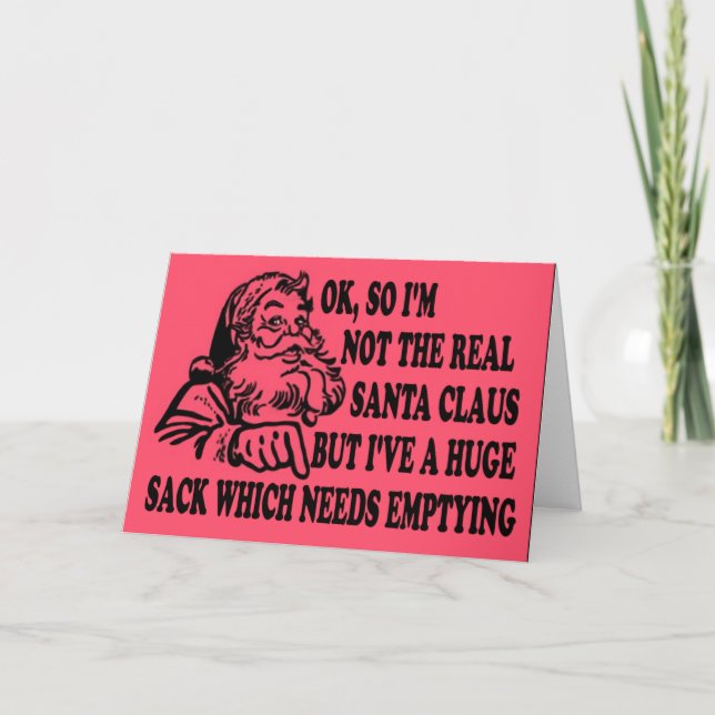Cartes Pour Fêtes Annuelles Drôle sac Père Noël (Devant)