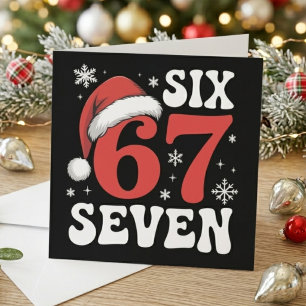 Cartes Pour Fêtes Annuelles Drôle Six Sept Chapeau de Père Noël Citation de No