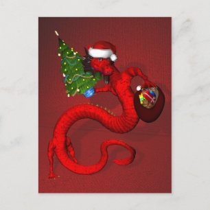 Cartes Pour Fêtes Annuelles Drôle Sweet Red Père Noël Dragon