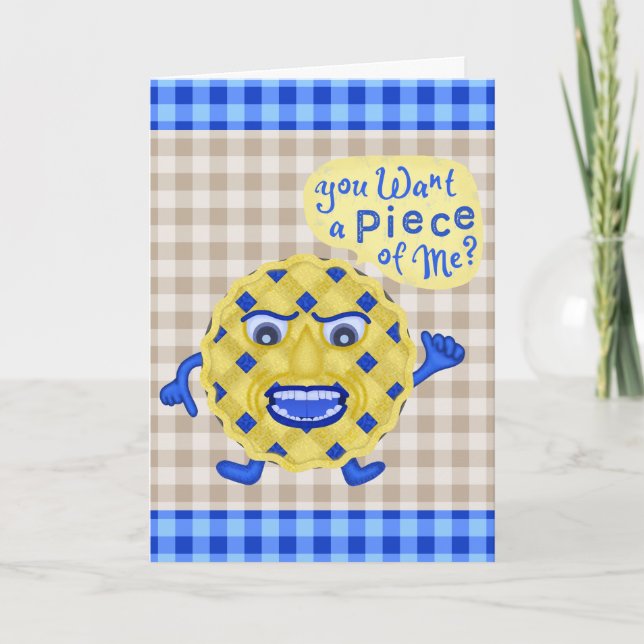 Cartes Pour Fêtes Annuelles Drôle Thanksgiving Blueberry Pie Humour En vichy (Devant)