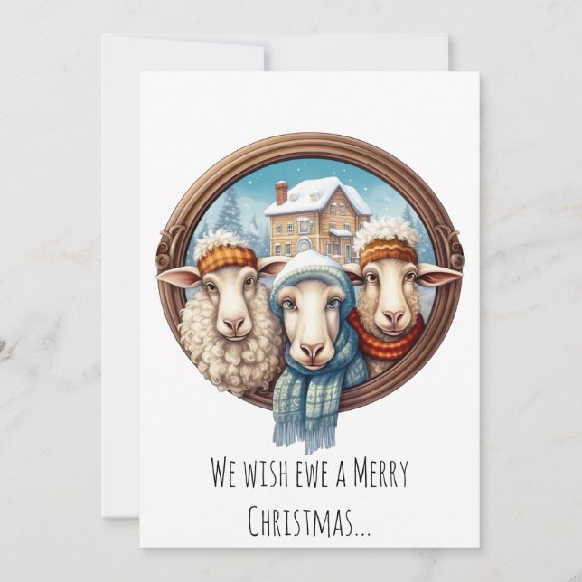 Cartes Pour Fêtes Annuelles Drôle Trio Sheep (Devant)