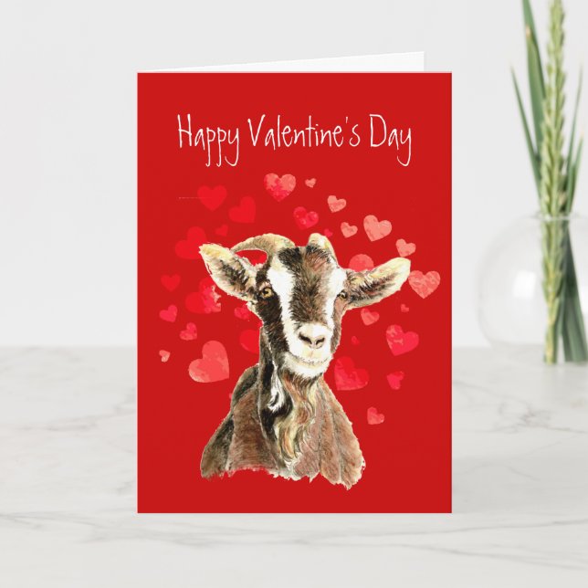 Cartes Pour Fêtes Annuelles Drôle Valentine de Vieux Chèvre vous aime (Devant)