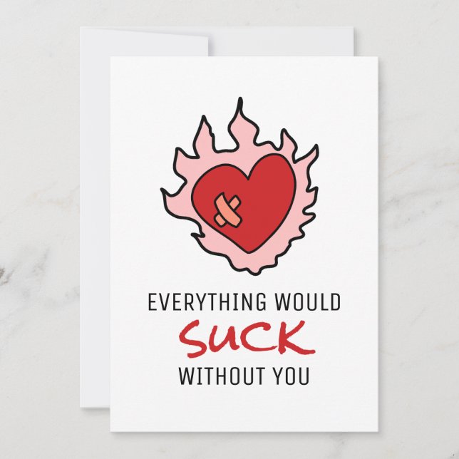 Cartes Pour Fêtes Annuelles Drôle Valentines Coeur Pourrait Chuter Sans Vous (Devant)