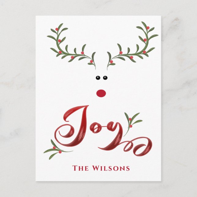 Cartes Pour Fêtes Annuelles Drôle whimsy saint renne joie non photo Vacances (Devant)