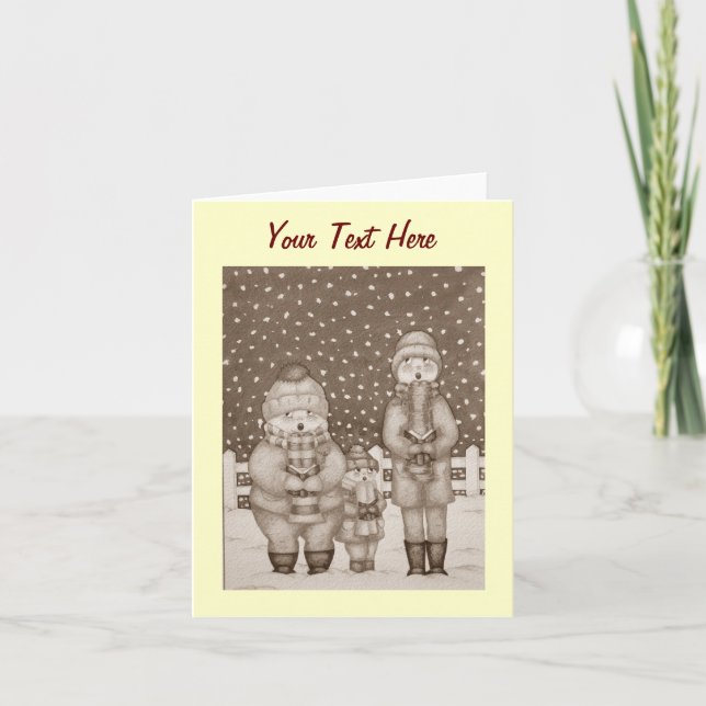Cartes Pour Fêtes Annuelles drôles chanteurs carol scène neige noël (Devant)