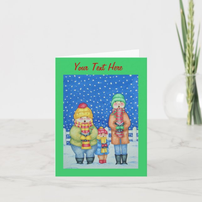Cartes Pour Fêtes Annuelles drôles chanteurs carol scène neige noël (Devant)