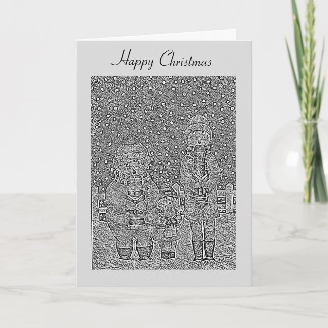 Cartes Pour Fêtes Annuelles drôles chanteurs carol scène neige noël (Devant)