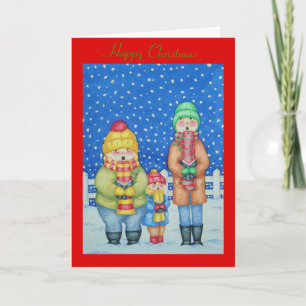 Cartes Pour Fêtes Annuelles drôles chanteurs carol scène neige noël