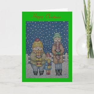 Cartes Pour Fêtes Annuelles drôles chanteurs de carol scène de neige à noël