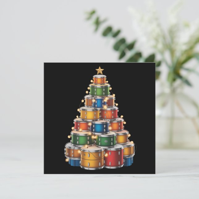 Cartes Pour Fêtes Annuelles Drummer Arbre de Noël de Noël de Drummer (Debout devant)