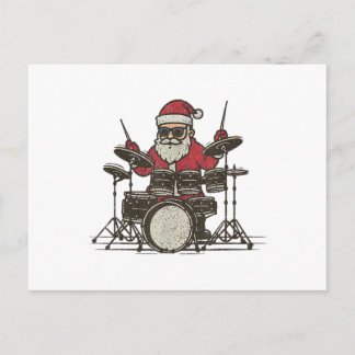 Cartes Pour Fêtes Annuelles Drummer Christmas Funny Vintage Santa Playing Drum