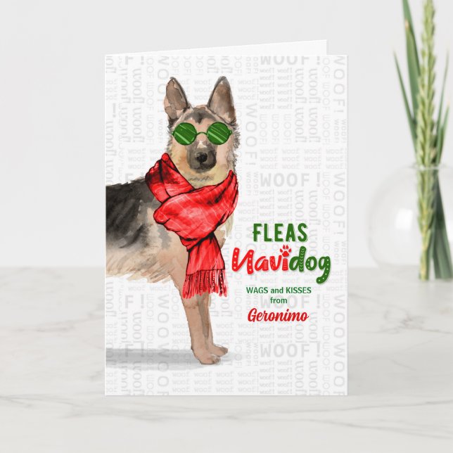 Cartes Pour Fêtes Annuelles du berger allemand Chien Fleas NaviDOG (Devant)