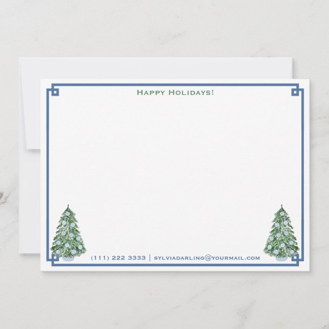 Cartes Pour Fêtes Annuelles Du Bureau De | Chinoiserie Chic Bleu Et Vert (Devant)