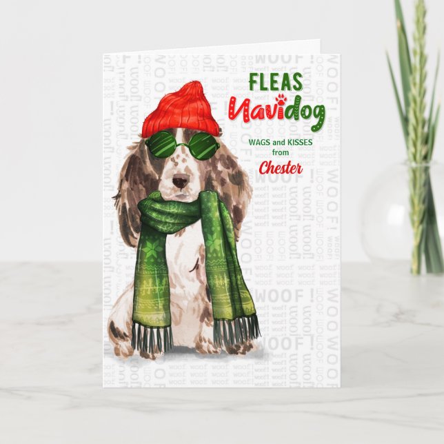 Cartes Pour Fêtes Annuelles du chien Cocker Spaniel Funny Fleas Navidog (Devant)