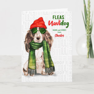 Cartes Pour Fêtes Annuelles du chien Cocker Spaniel Funny Fleas Navidog