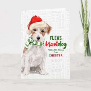 Cartes Pour Fêtes Annuelles du chien Jack Russell Fleas Navidog Noël