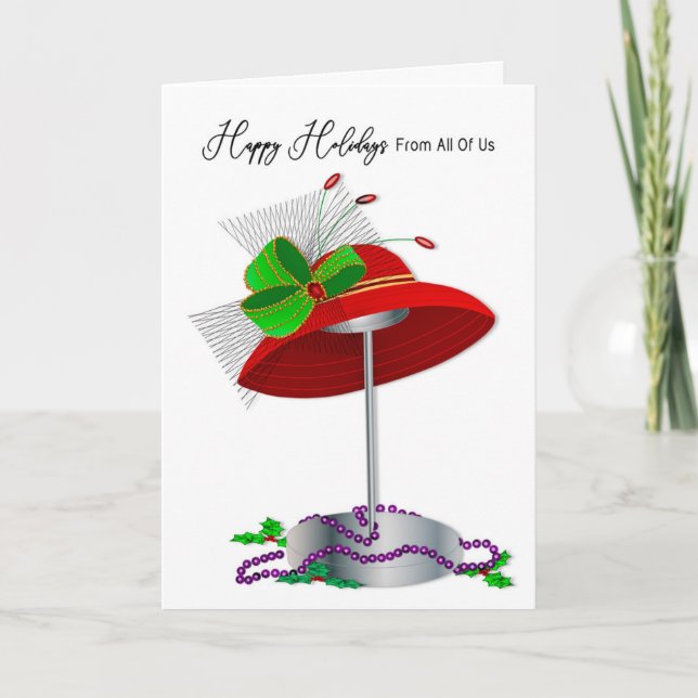 Cartes Pour Fêtes Annuelles Du groupe Red Hat Mesdames Support Chapeau Perles  (Devant)