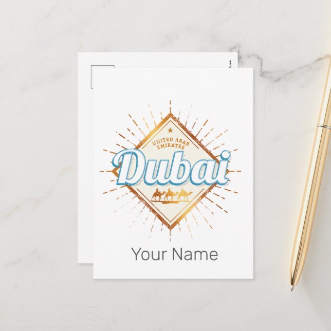 Cartes Pour Fêtes Annuelles Dubaï Émirats Arabes Unis Souvenir des Émirats Ara (Devant/Arrière en situation)