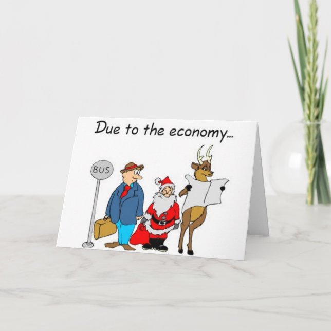 Cartes Pour Fêtes Annuelles Due to the Economy Santa Takes the Bus (Devant)