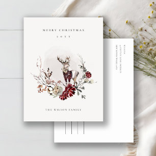 Cartes Pour Fêtes Annuelles Dusky Stag Marsala Folia Wreath Joyeux Noël