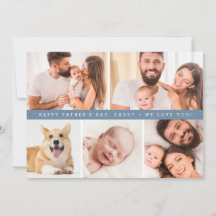 Cartes Pour Fêtes Annuelles Dusty bleu Custom Photo Happy Fête des pères DADDY