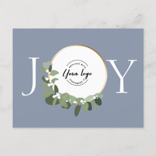 Cartes Pour Fêtes Annuelles Dusty bleu Joy Moderne Vert Eucalyptus logo de la 