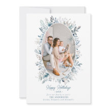 Dusty Blue Winter Foliage Wreath Family Photo Chic