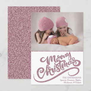 Cartes Pour Fêtes Annuelles Dusty Mauve Rose rose Joyeux Noël Photo moderne