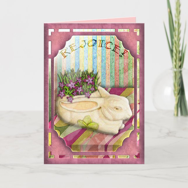 Cartes Pour Fêtes Annuelles Easter Bunny Planter à Pink Florist Shop Window (Devant)