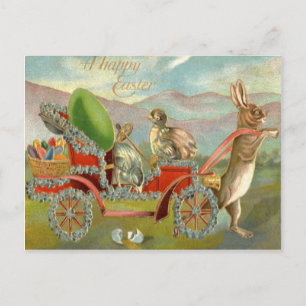 Cartes Pour Fêtes Annuelles Easter Chick Bunny Egg Car Forget Me Not