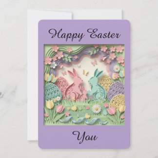 Cartes Pour Fêtes Annuelles Easter Greeting Card with two little bunnies