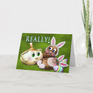 CARTES POUR FÊTES ANNUELLES EASTER - HUMOUR - POTATO FAMILY COLLECTION - BUNNY