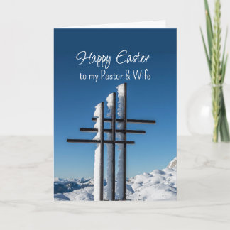 Cartes Pour Fêtes Annuelles Easter Pastor Wife Crosses on Snow Covered Hill