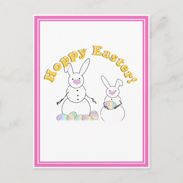 Cartes Pour Fêtes Annuelles Easter Snowmen Snow Bunnies 'HOPPY EASTER' (Devant)