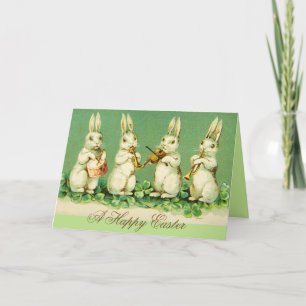 Cartes Pour Fêtes Annuelles EASTER WHITE RABBIT ORCHESTRA Music Making Rabbits