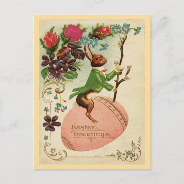 CARTES POUR FÊTES ANNUELLES "EASTERTIDE EGG RIDE" BUNNY (Devant)