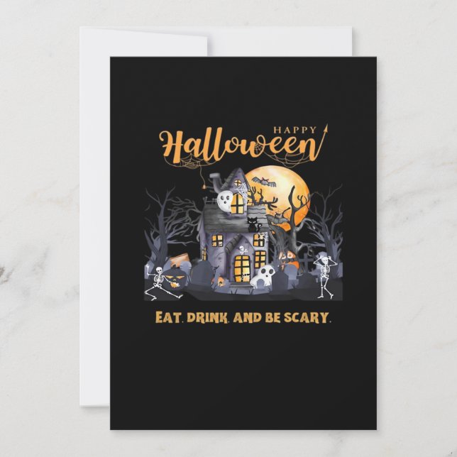 Cartes Pour Fêtes Annuelles Eat Drink And Be Scary Classic (Devant)
