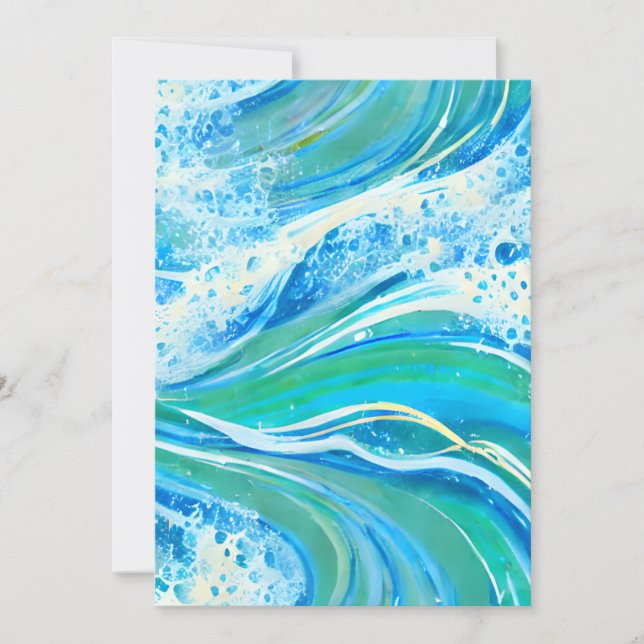 Cartes Pour Fêtes Annuelles Eau Bleue Océan Vagues de mer (Devant)