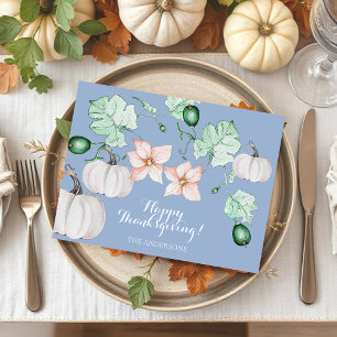 Cartes Pour Fêtes Annuelles Eau florale de citrouille blanche aquarelle person